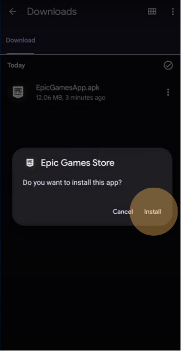 Android: the Install button